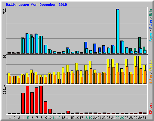 Daily usage for December 2010