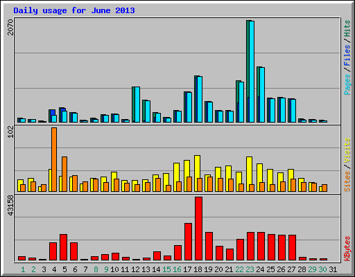 Daily usage for June 2013