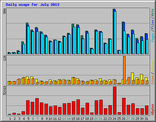 Daily usage for July 2013