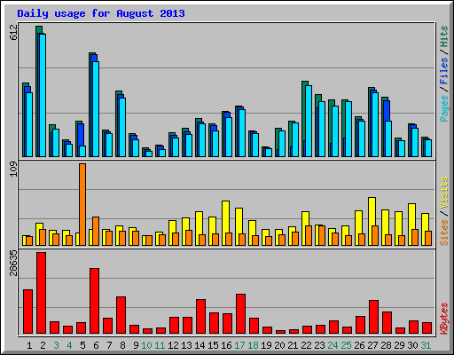 Daily usage for August 2013