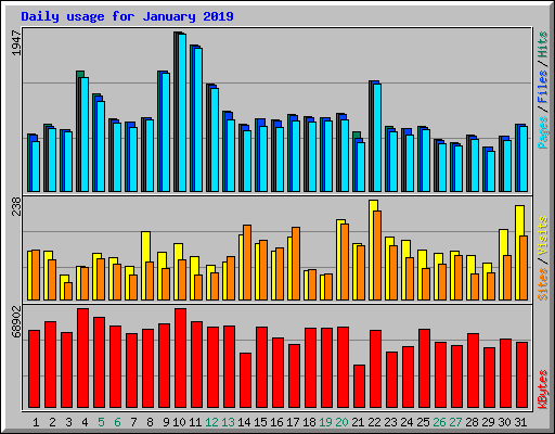 Daily usage for January 2019
