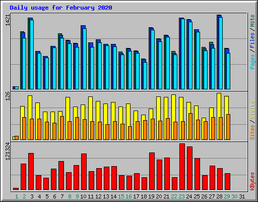 Daily usage for February 2020