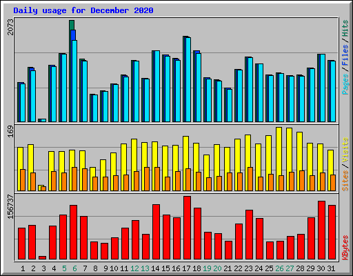 Daily usage for December 2020
