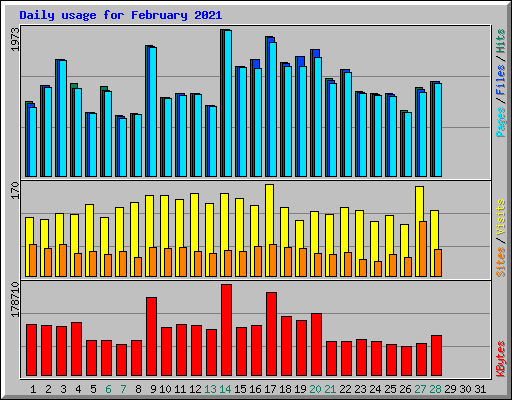 Daily usage for February 2021
