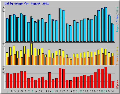 Daily usage for August 2021