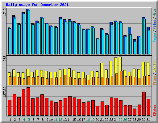 Daily usage for December 2021