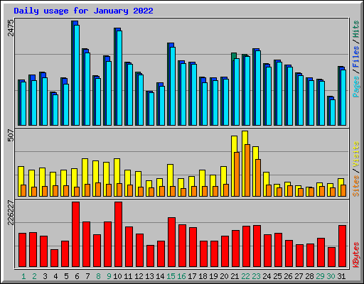 Daily usage for January 2022