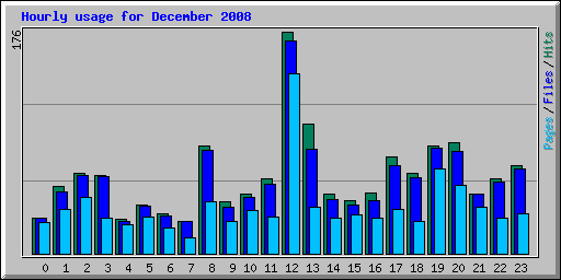 Hourly usage for December 2008