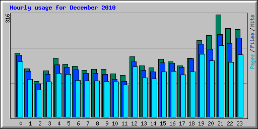Hourly usage for December 2010