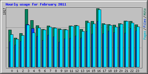 Hourly usage for February 2011