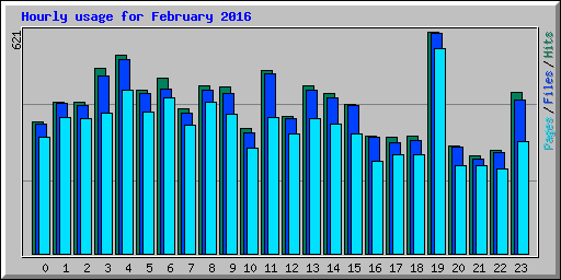 Hourly usage for February 2016